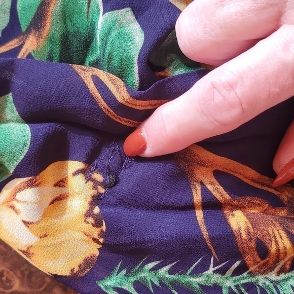 Hawaiian Themed Graphics Long Sleeve Maxi Lined Flowing Sz. 2X Dress - Picture 15 of 15